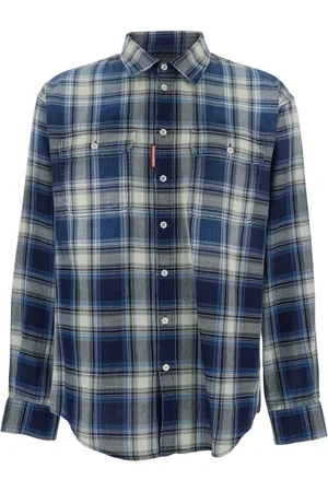 Dsquared2 Overhemden, Heren, Blauw, M, Katoen, Blauw Gestreept Katoenen Heren Overhemd