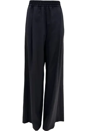 ODEEH Broeken, Dames, Blauw, S, Wol, Wijde Pijp Wollen Broek Comfortabele Pasvorm