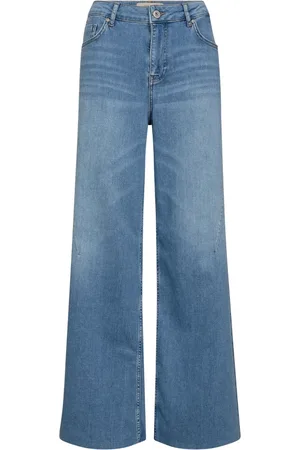 Mos Mosh Jeans, Dames, Blauw, W26, Katoen, Hoge taille wijde pijp jeans in lichtblauw