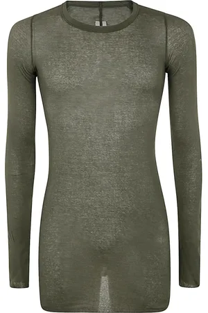 Rick Owens Tops, Heren, Groen, L, Bos Rib Lange Mouwen T-shirt