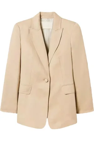 Twin-Set Jassen, Dames, , L, Linnen, Blazer Jas met Diagonale Weving