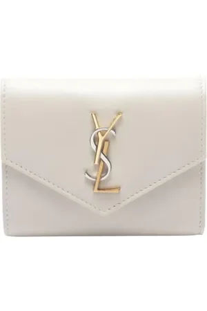 Saint Laurent Pre-owned, Dames, Wit, ONE Size, Leer, Tweedehands leren portemonnees