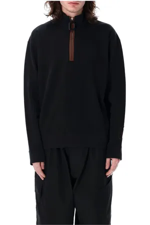 J.W.Anderson Sweatshirts & Hoodies, Heren, Zwart, L, Katoen, Zwarte Gebreide Half-Zip Sweatshirt Ss 25