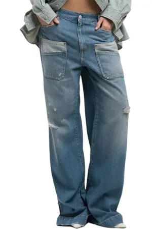 Replay Jeans, Dames, Blauw, W27, Katoen, Blauwe Stijlvolle Broek