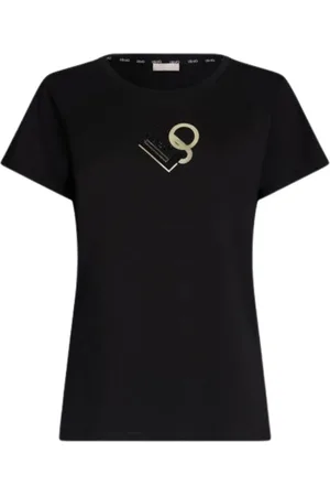 Liu Jo Tops, Dames, Zwart, L, Katoen, Katoenen T-shirt met korte mouwen