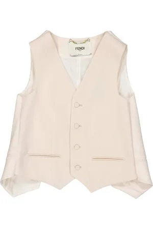 Fendi Jassen, Dames, , XS, Wol, Mouwloos wollen vest met zijden achterpand