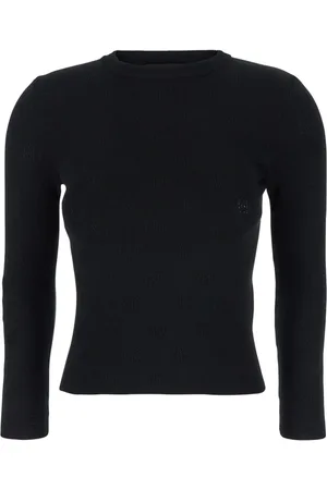 Balenciaga Truien, Dames, Zwart, L, Wol, Zwarte BB Motief Wollen Trui Vrouw