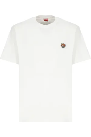 Kenzo Tops, Heren, Wit, XL, Katoen, Happy Tiger Wit T-shirt en Polo