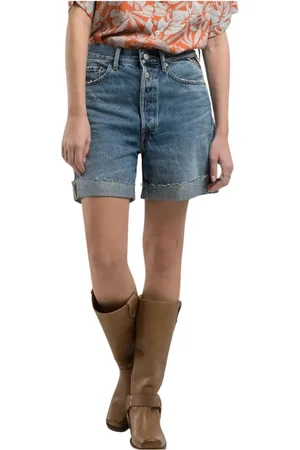 Replay Korte broeken, Dames, Blauw, W24, Denim, Blauwe Denim Shorts