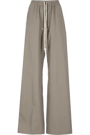 Rick Owens Broeken, Dames, Groen, S, Katoen, Groene katoenen broek met trekkoord