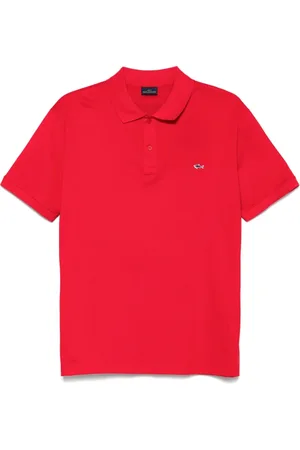 Paul & Shark Tops, Heren, Rood, XL, Rode Geribbelde Trui met Logopatch