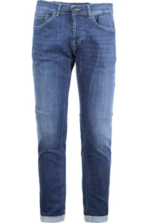Dondup Jeans, Heren, Blauw, W30, Katoen, Blauwe Jeans met Metalen Logo