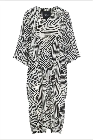 Bitte Kai Rand Kleedjes, Dames, Zwart, L, Haru Jurk met Beetle Tracks Print