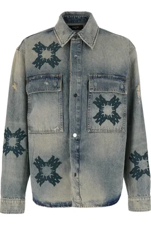 AMIRI Overhemden, Heren, Blauw, M, Denim, Blauw Denim Shirt met MA-Quad Prints