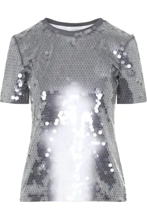 Sportmax Tops, Dames, Grijs, M, Kibbutz Paiettes T-shirt