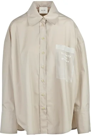 ALYSI Blouses & Shirts, Dames, , S, Organza, Poplin Overhemd met Organza Details