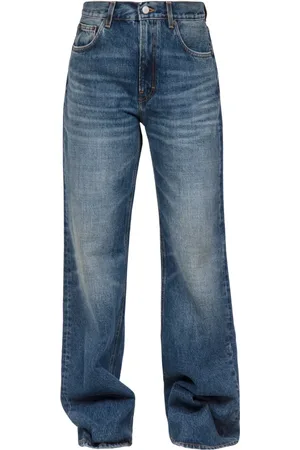 haikure Jeans, Dames, Blauw, W26, Katoen, Blauwe Stone Wash Straight Leg Jeans
