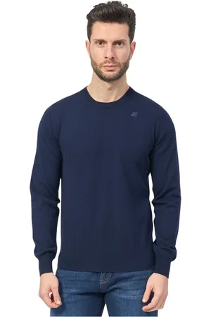 K-Way Truien, Heren, Blauw, M, Katoen, Blauwe Crew Neck Sweater