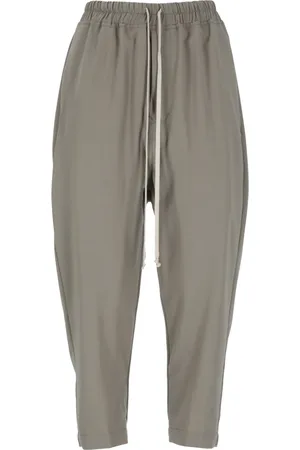 Rick Owens Broeken, Dames, Groen, S, Wol, Groene Wollen Broek Elastische Taille Koord