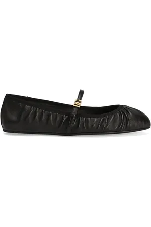Dolce & Gabbana Schoenen, Dames, Zwart, 37 1/2 EU, Zwarte Leren Zijgesp Schoenen