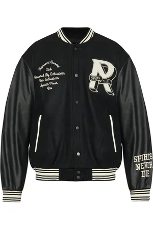 Represent Jassen, Heren, Zwart, L, Zwarte Ribgebreide Trim Jas