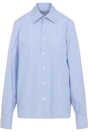 Saint Laurent Blouses & Shirts, Dames, Blauw, M, Katoen, Casual Katoenen Overhemd voor Mannen