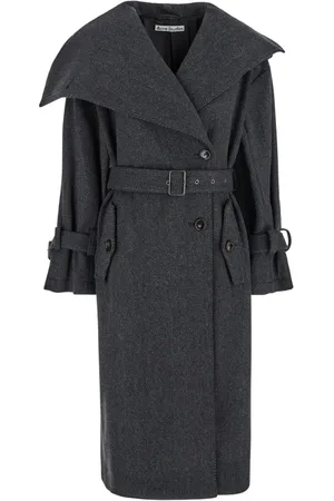 Acne Studios Mantels, Dames, Zwart, S, Wol, Dubbelbreasted wollen jas zwart