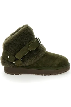 Burberry Schoenen, Dames, Groen, 38 EU, Suède, Groene Suède Shearling Enkellaarzen