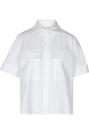 SEMICOUTURE Blouses & Shirts, Dames, Wit, M, Organza, Poplin en organza overhemd