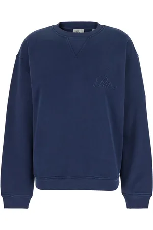 Frame Sweatshirts & Hoodies, Dames, Blauw, M, Katoen, Paris Sweater met Logo Borduursel