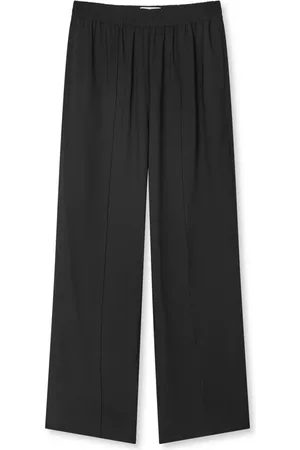 Mads Norgaard Broeken, Dames, Zwart, 3Xl, Polyester, Lichte Crepe Harper Zwarte Broek
