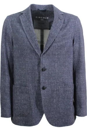 Circolo Jassen, Heren, Blauw, XL, Katoen, Blauw Jas met 3 Knoopsluiting