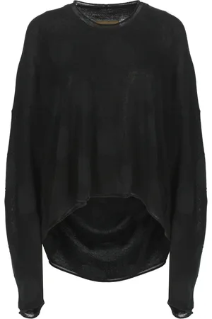 UMA WANG Tops, Dames, Zwart, L, Katoen, Zwarte polka dot ronde hals top