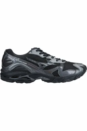Mizuno Schoenen, Heren, Zwart, 44 1/2 EU, Leer, Grijze Wave Rider 10 Sneakers