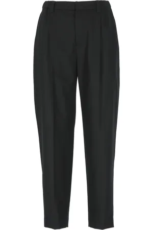 Brunello Cucinelli Broeken, Dames, Zwart, M, Wol, Zwarte Wol Kasjmier Broek Elastische Taille