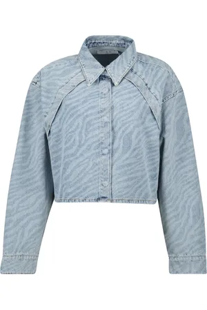 IRO Blouses & Shirts, Dames, Blauw, M, Denim, Lichtblauwe Zebra Print Denim Jack