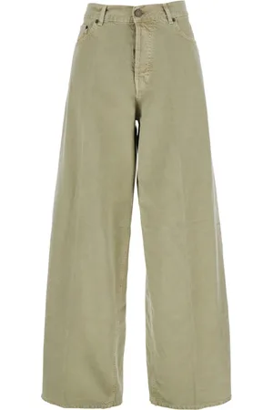 haikure Jeans, Dames, Groen, W25, Katoen, Groene Logo Patch Katoenen Twill Jeans