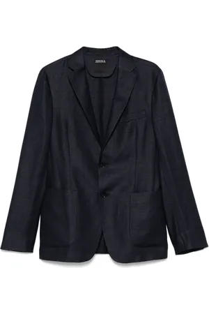 Ermenegildo Zegna Jassen, Heren, Zwart, 3Xl, Navy Blauwe Knoopjas