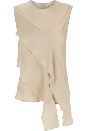 ANTONELLI Tops, Dames, , S, Satijn, Crewneck Top met Asymmetrische Ruche