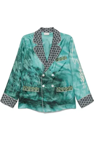 PIERRE-LOUIS MASCIA Jassen, Dames, Veelkleurig, XS, Blauwe Grafische Print Knoopjas