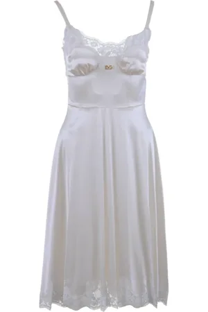 Dolce & Gabbana Kleedjes, Dames, Wit, XS, Kanten Halflange Jurk voor Vrouwen