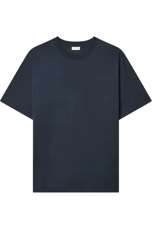 DRIES VAN NOTEN Tops, Heren, Blauw, S, Navy Crew Neck T-shirt