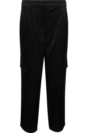 Michael Kors Broeken, Dames, Zwart, XS, Satijn, Satijnen Cargo Broek