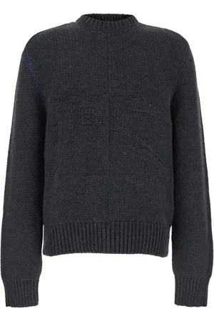 Burberry Truien, Heren, Grijs, S, Equestrian Knight Jacquard Grijze Sweater
