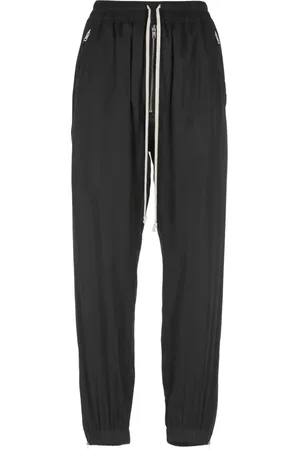 Rick Owens Broeken, Dames, Zwart, L, Zwarte elastische taille viscose blend broek