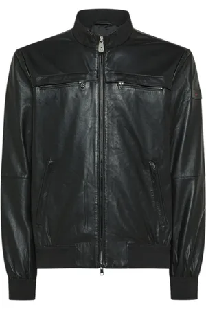 Peuterey Jassen, Heren, Zwart, XL, Leer, Zwarte leren jas Sands Model