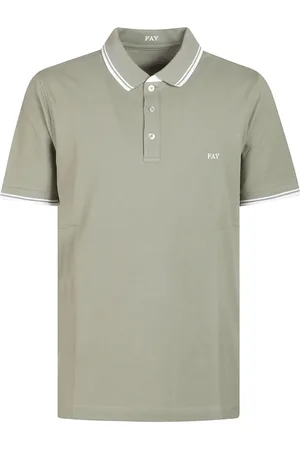 FAY Tops, Heren, Groen, L, Katoen, Gestreept poloshirt met dubbele kraag