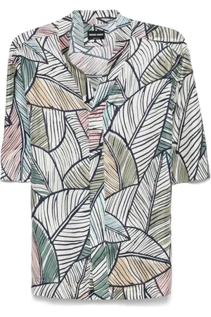 Giorgio Armani Overhemden, Heren, Veelkleurig, M, Navy Blue V-Hals Shirt