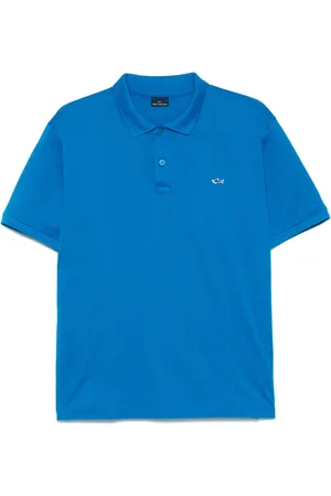 Paul & Shark Tops, Heren, Blauw, XL, Azuurblauwe Ribtrui met Logopatch