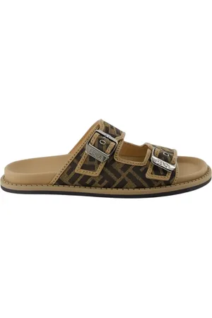 Fendi Schoenen, Heren, Bruin, 40 EU, Leer, Jacquard Instap Sandalen